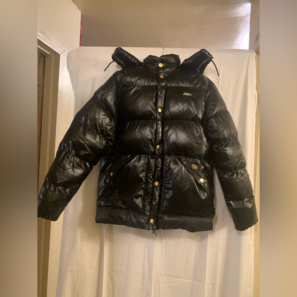 ABC Black Long Sleeve Puffer Men’s Hooded Coat